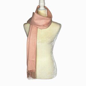 Basile Pink Fringe Wool Cashmere Blend Scarf Wrap Shawl